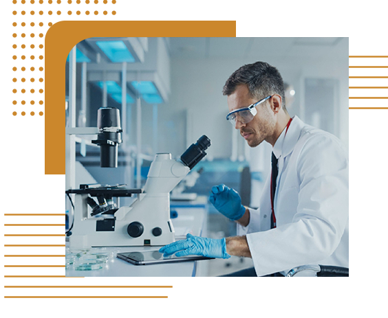 a doctor with microscope image